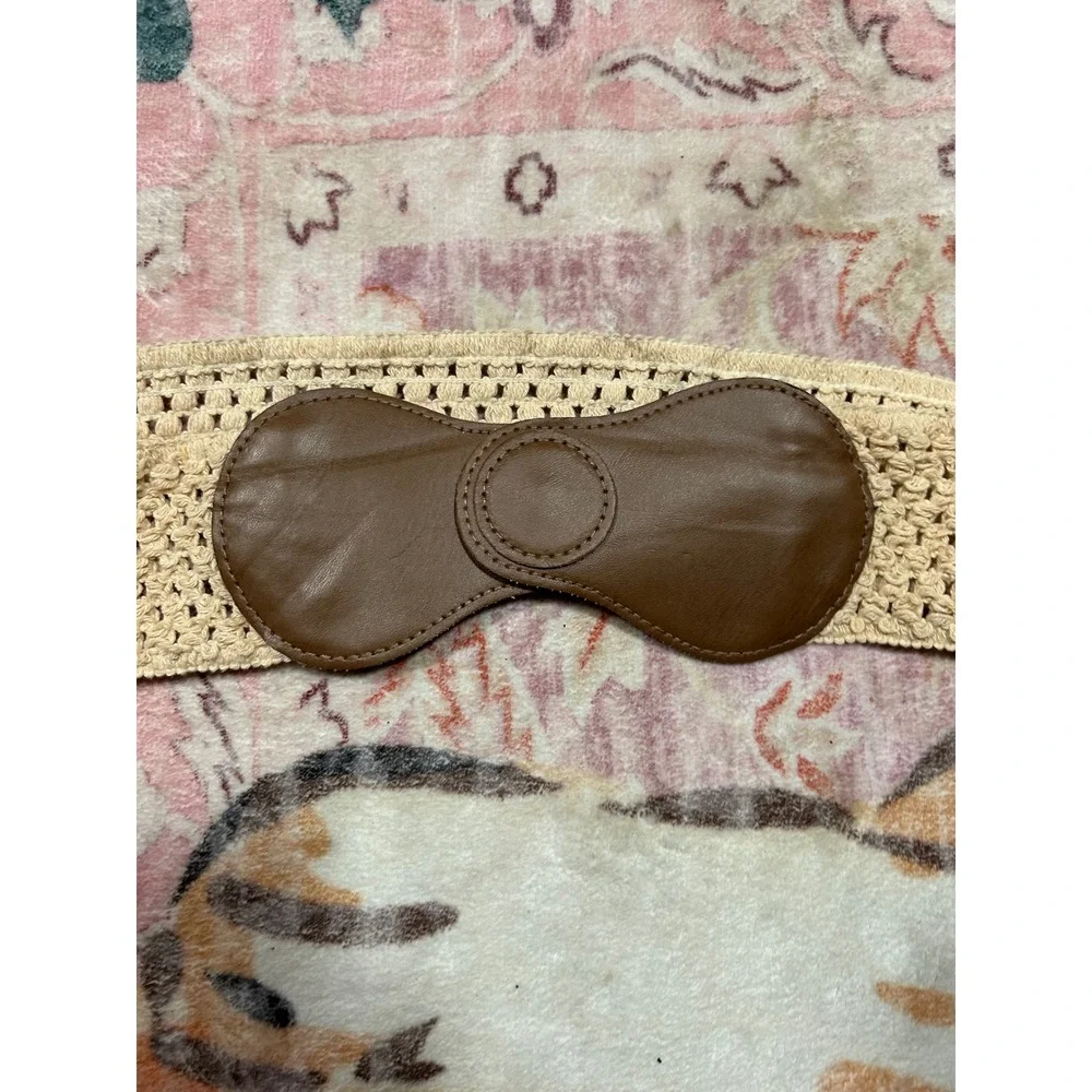 Crochet Boho Belt‎ Brown Faux Leather Bow Boho Beige Festival Beach